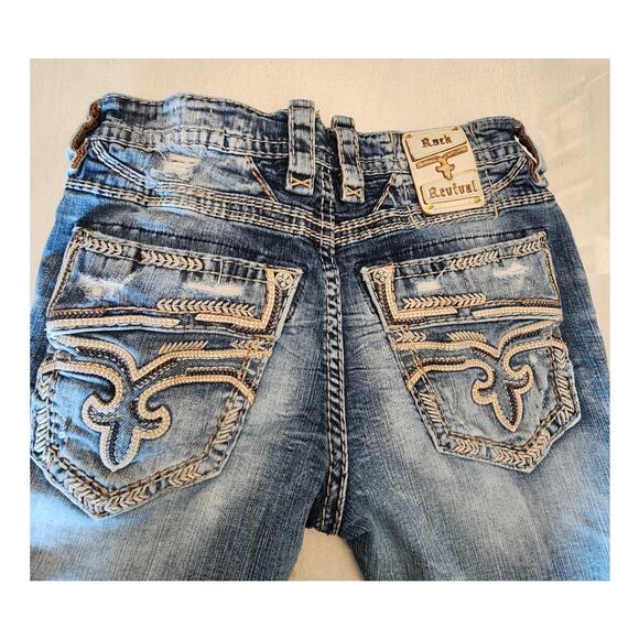 Rock Revival Men's Denim Slim Straight Jean SZ 33 Biker USA - Picture 4 of 10